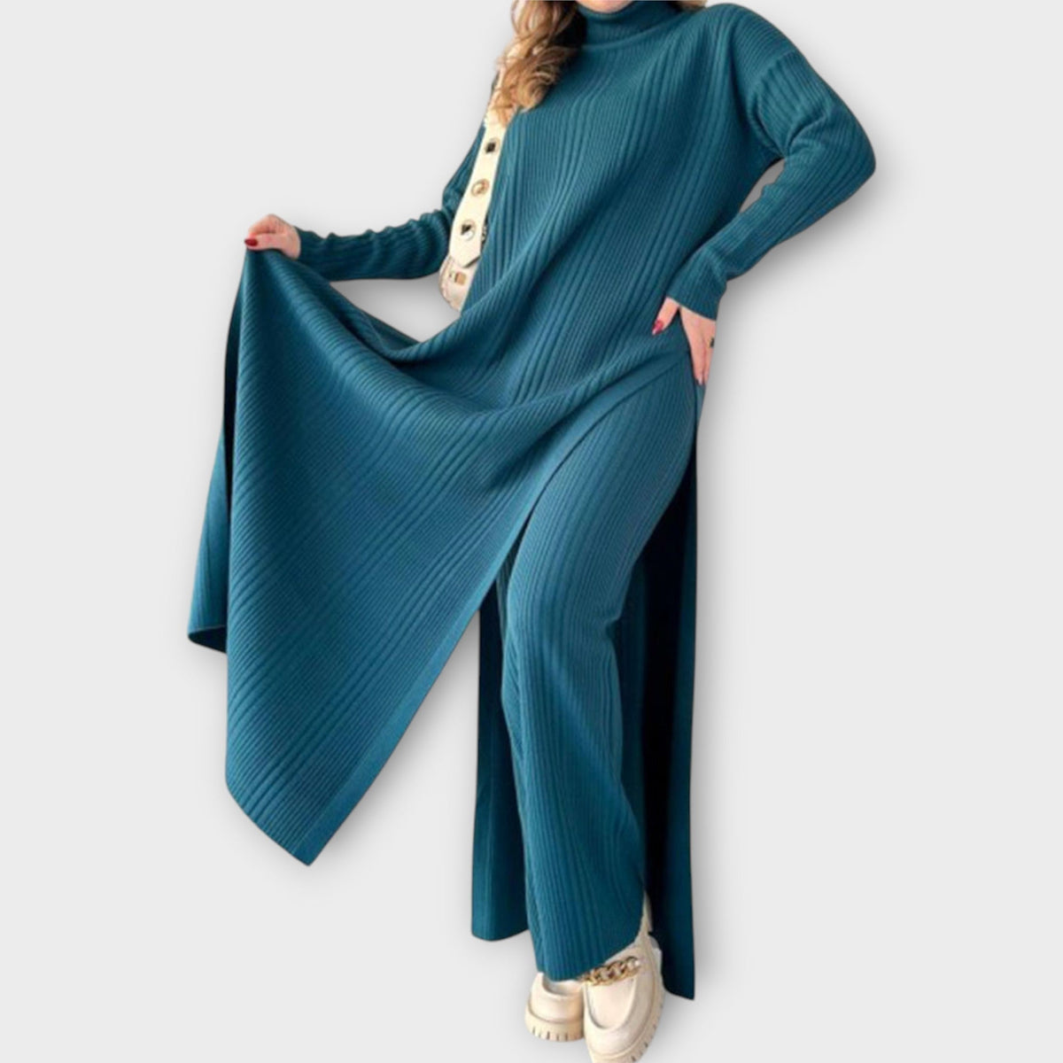 Rochie Maxi Tricotată cu Croială Relaxată