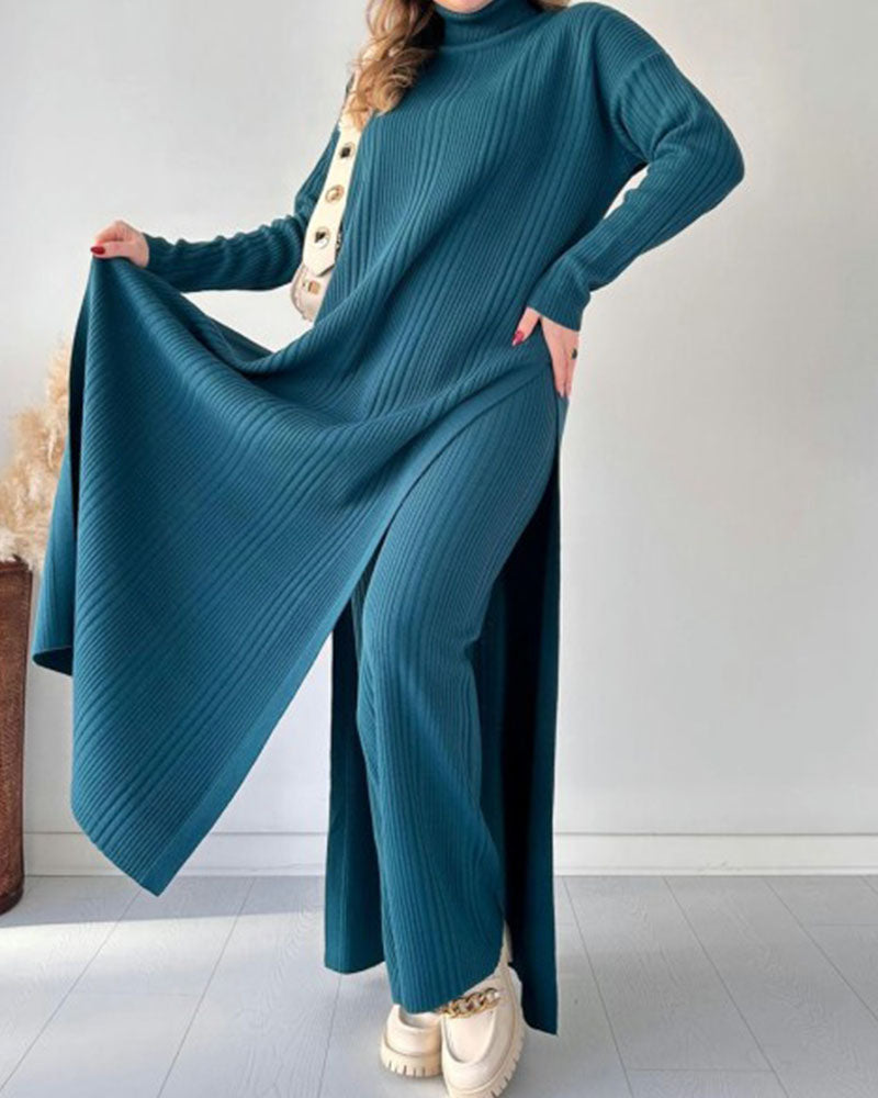 Rochie Maxi Tricotată cu Croială Relaxată