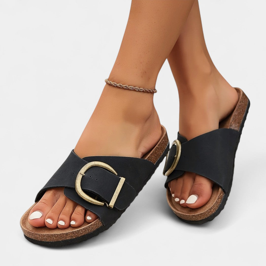 Lukia - Pantofi de vară eleganți din plută cu catarame