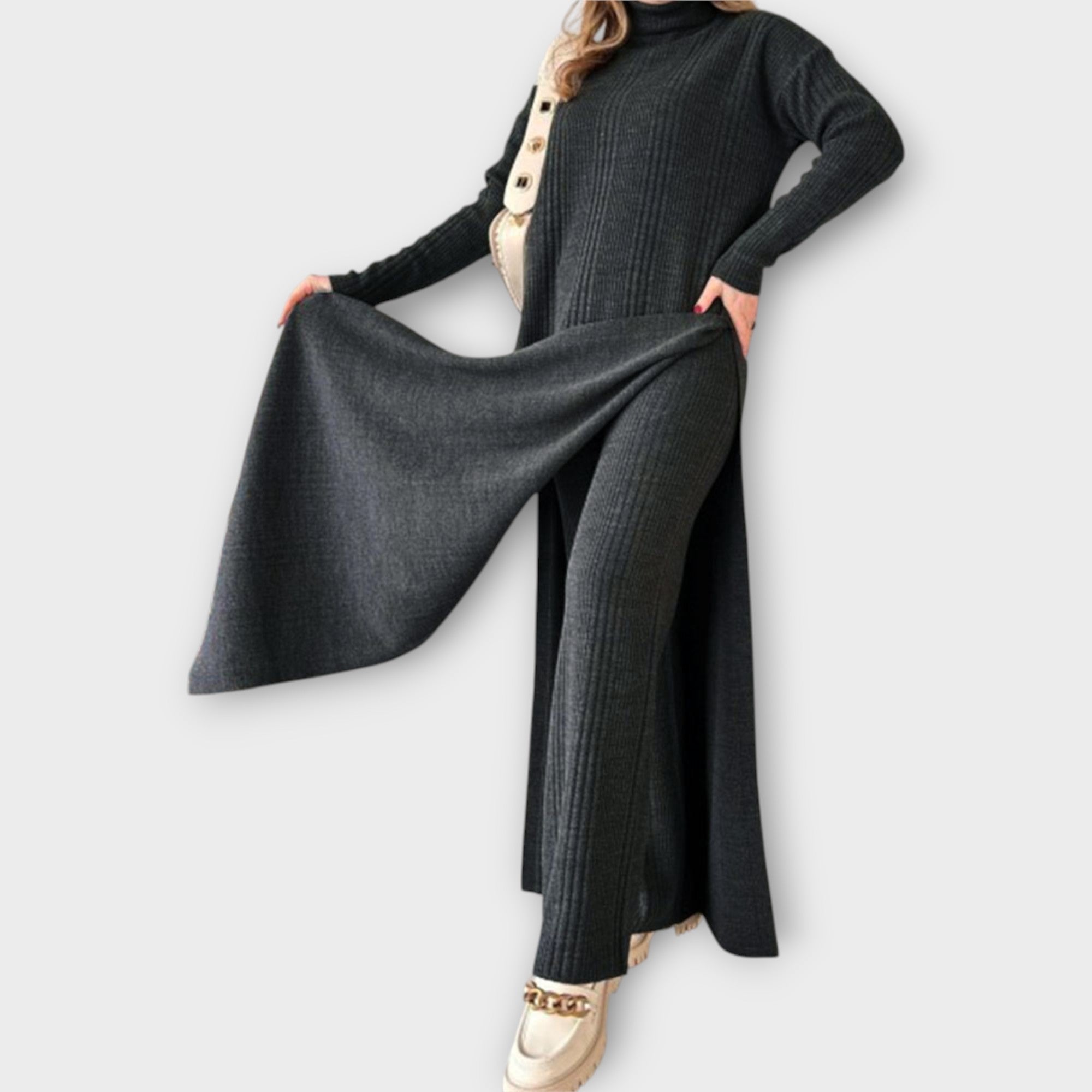 Rochie Maxi Tricotată cu Croială Relaxată