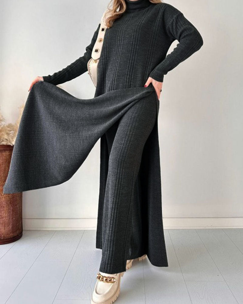 Rochie Maxi Tricotată cu Croială Relaxată