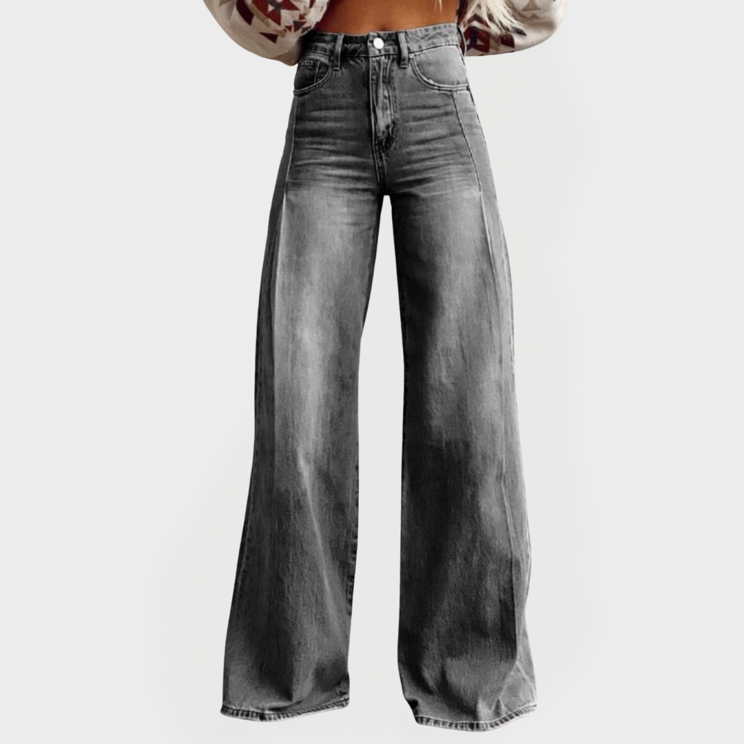 Pantaloni din Denim Eleganți cu Pantaloni Largi