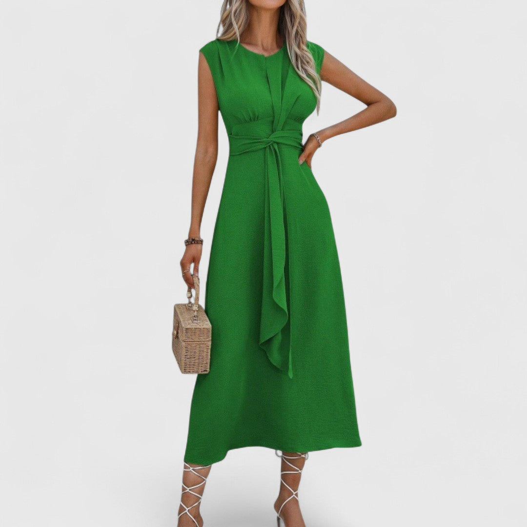 Penelopa - Rochie maxi vaporoasă fără mâneci cu decolteu rotund flattering