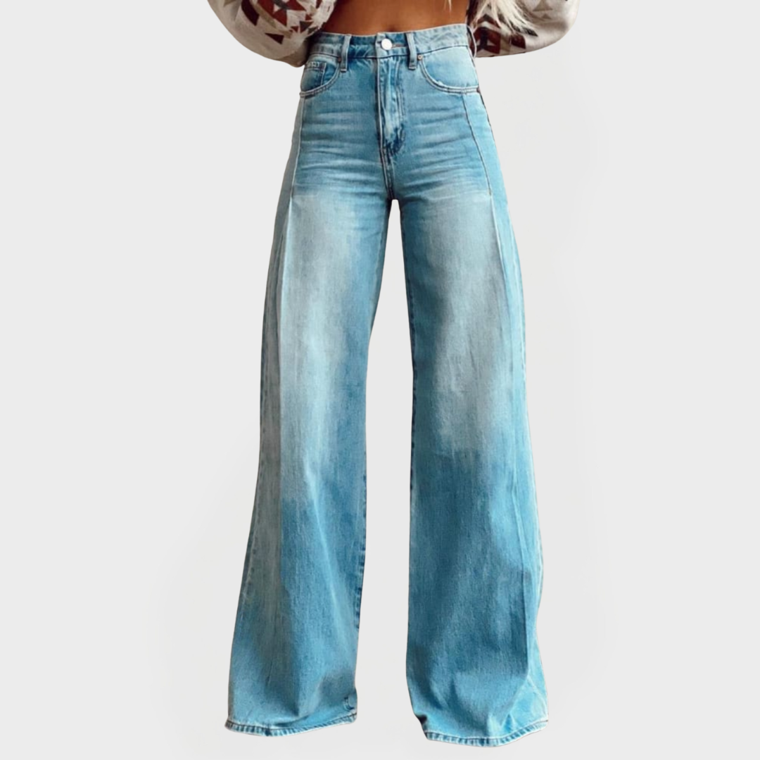Pantaloni din Denim Eleganți cu Pantaloni Largi