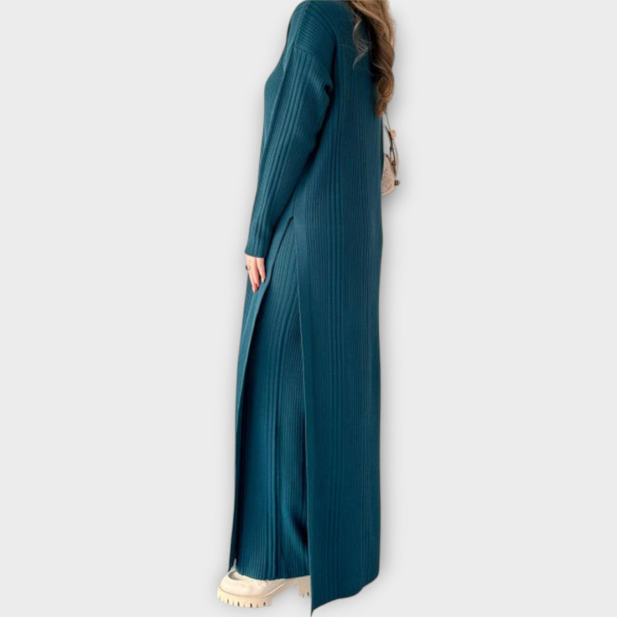 Rochie Maxi Tricotată cu Croială Relaxată