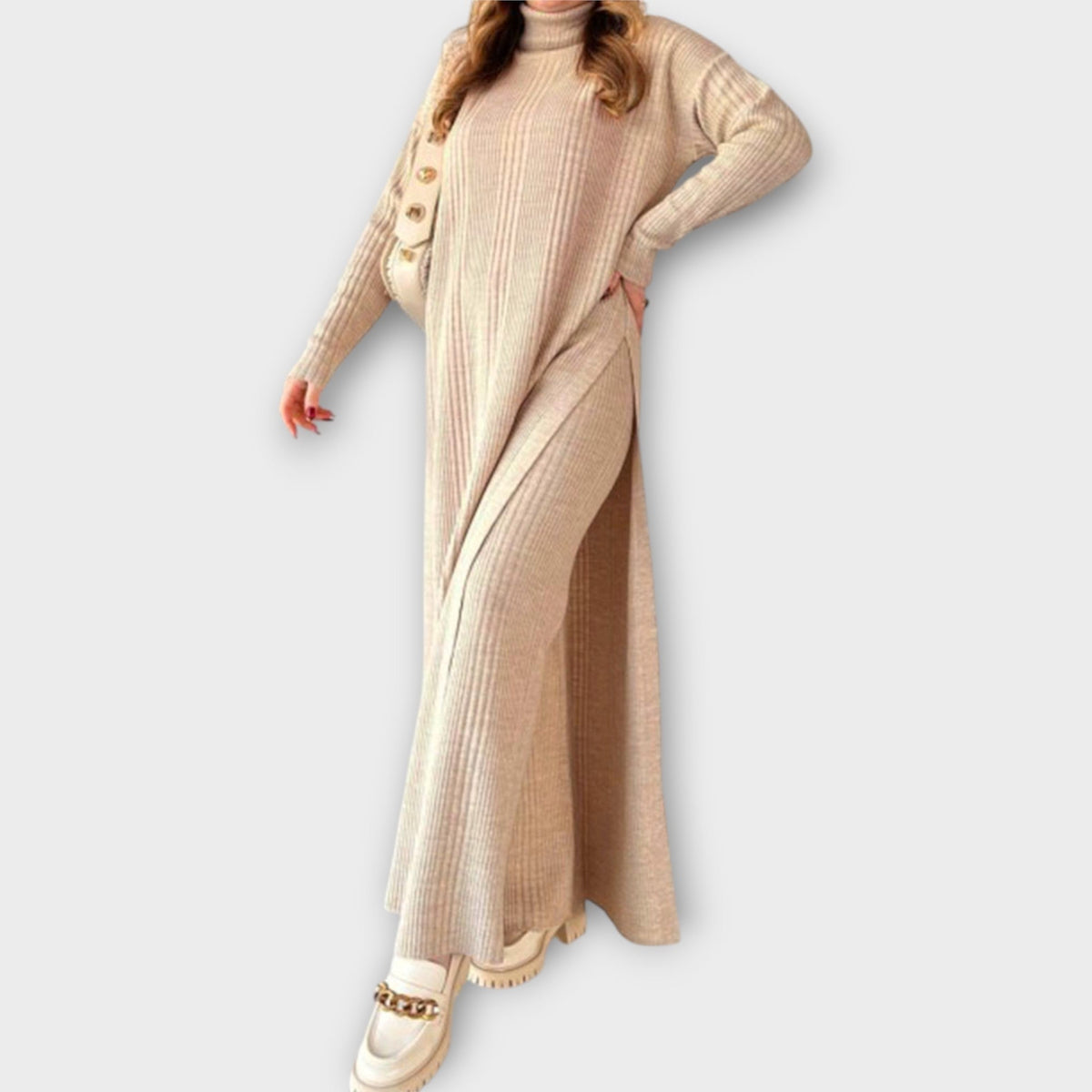 Rochie Maxi Tricotată cu Croială Relaxată