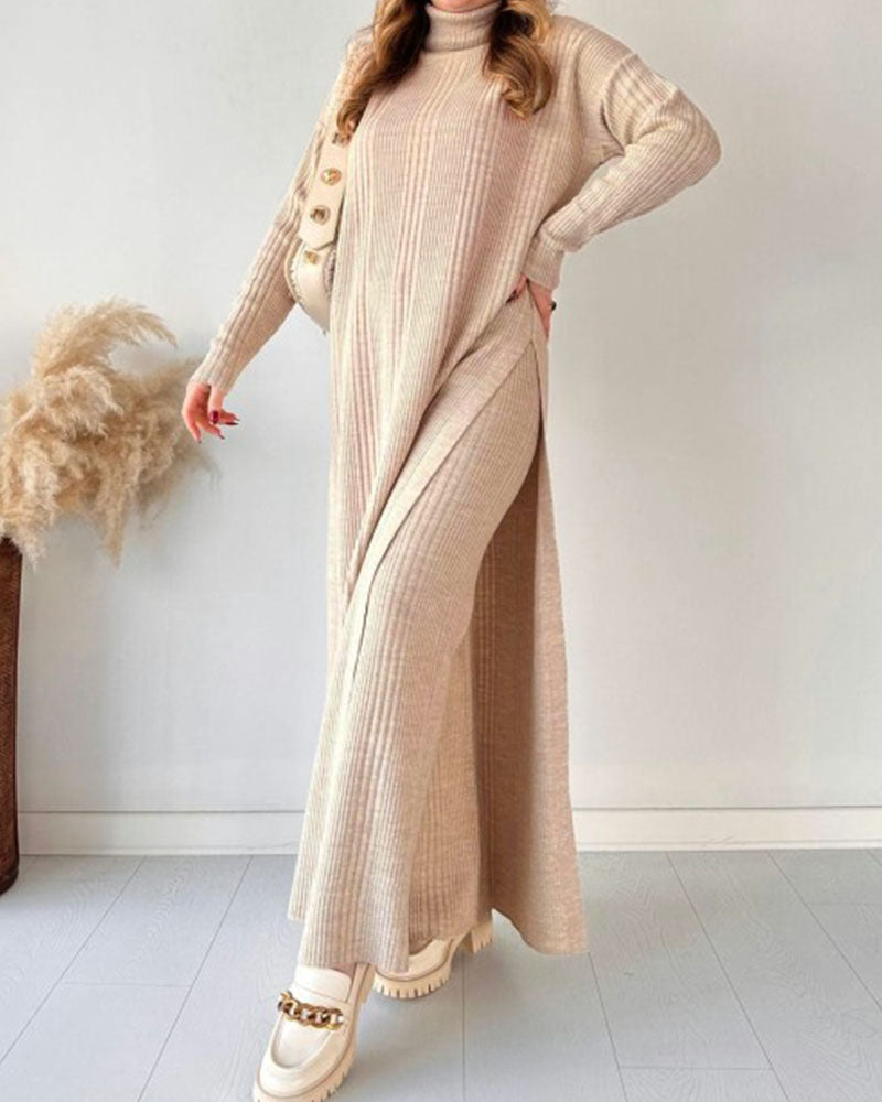 Rochie Maxi Tricotată cu Croială Relaxată