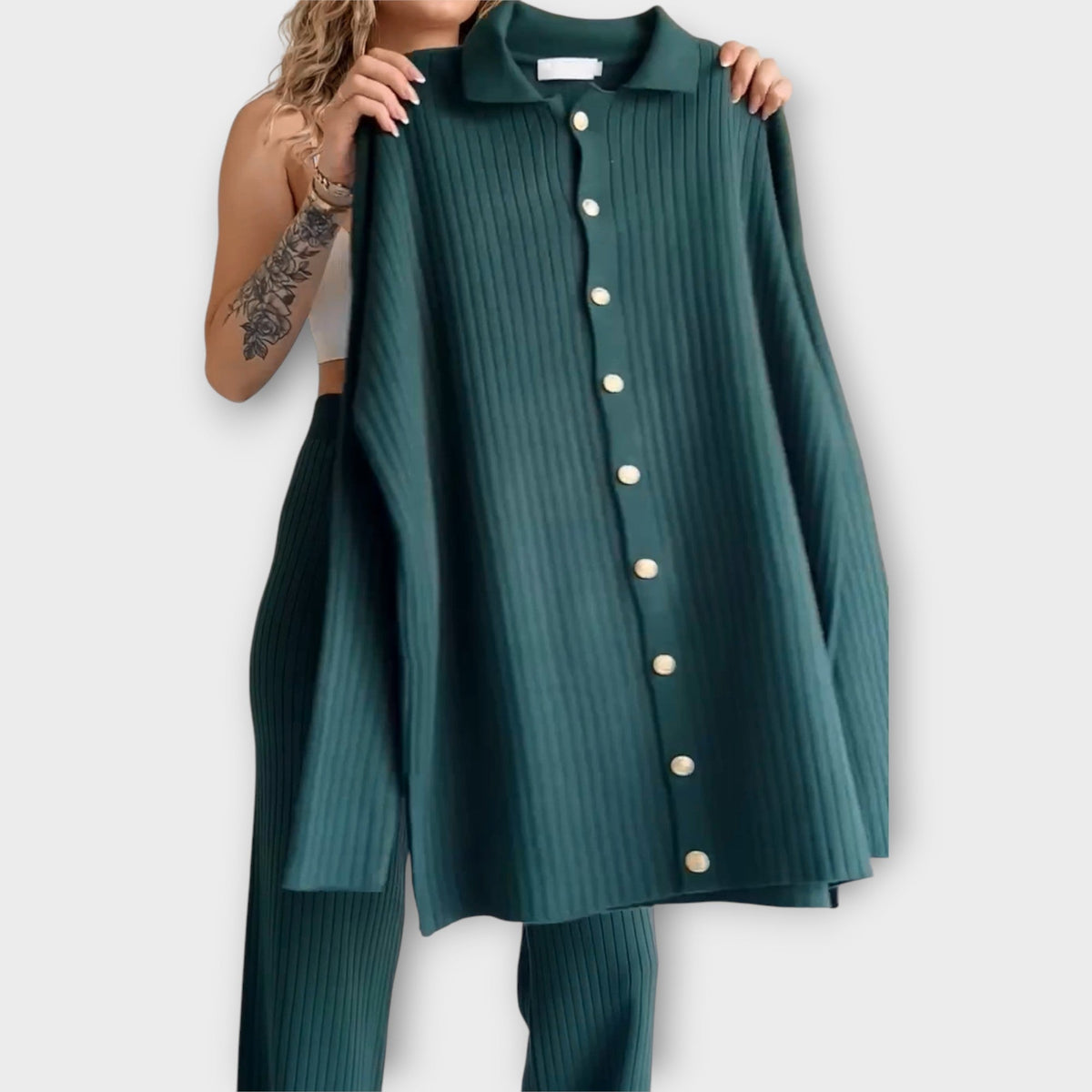 Set cu Detalii Rib și Linie Elegantă