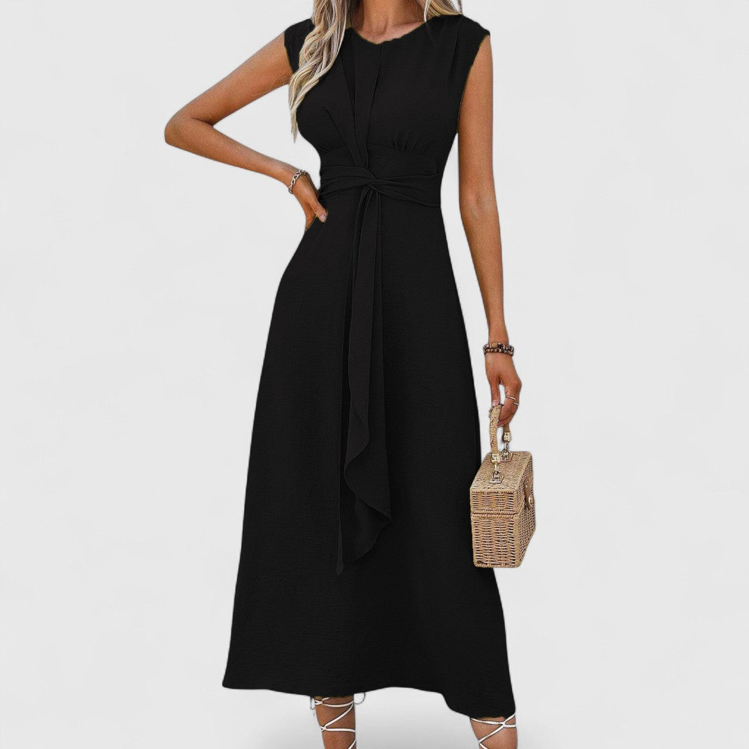 Penelopa - Rochie maxi vaporoasă fără mâneci cu decolteu rotund flattering
