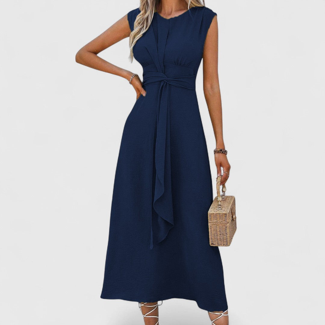 Penelopa - Rochie maxi vaporoasă fără mâneci cu decolteu rotund flattering