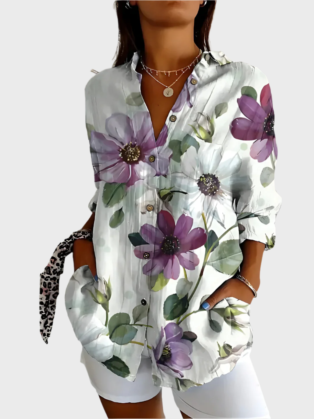 Bluză din Bumbac cu Model Floral