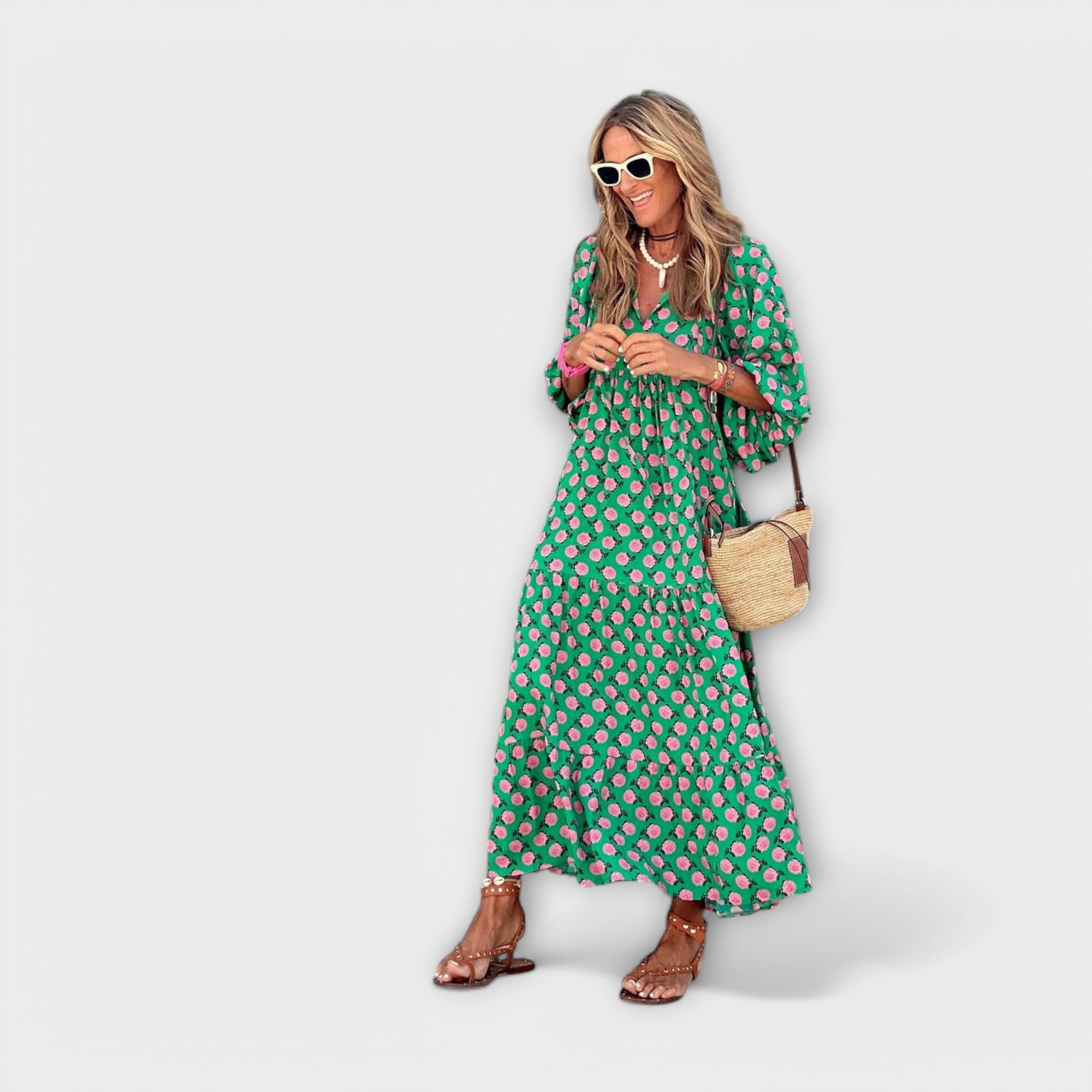 Alesia | Rochie Maxi Geometrică Chic