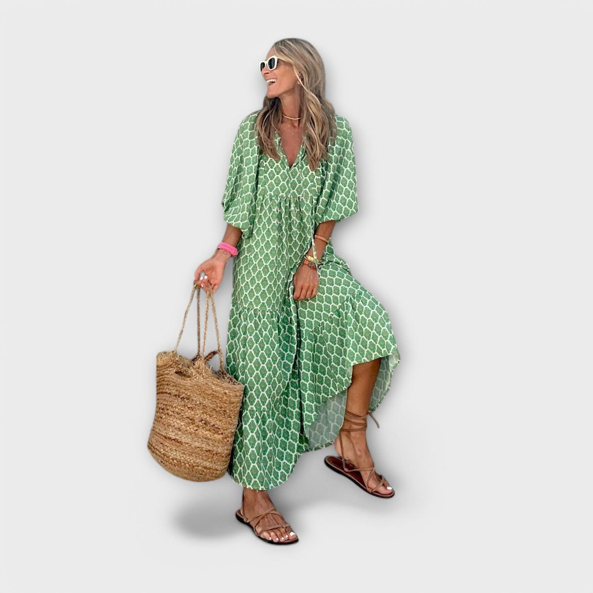 Alesia | Rochie Maxi Geometrică Chic