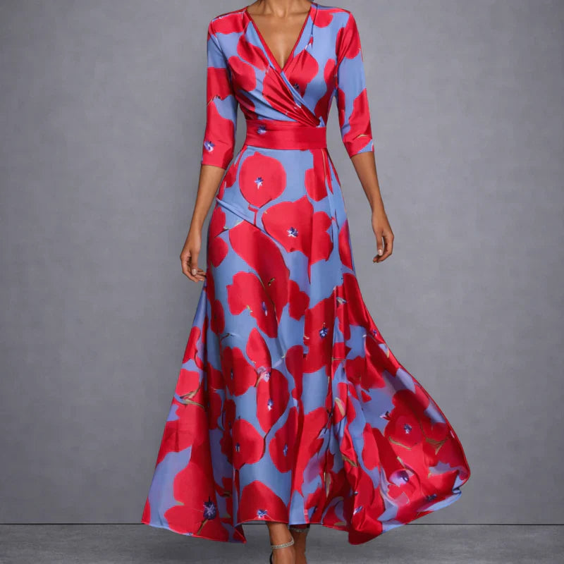 Adriana | Rochie Maxi Floral Sculpturală pentru încredere elegantă