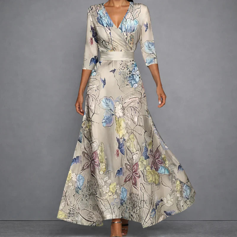 Adriana | Rochie Maxi Floral Sculpturală pentru încredere elegantă