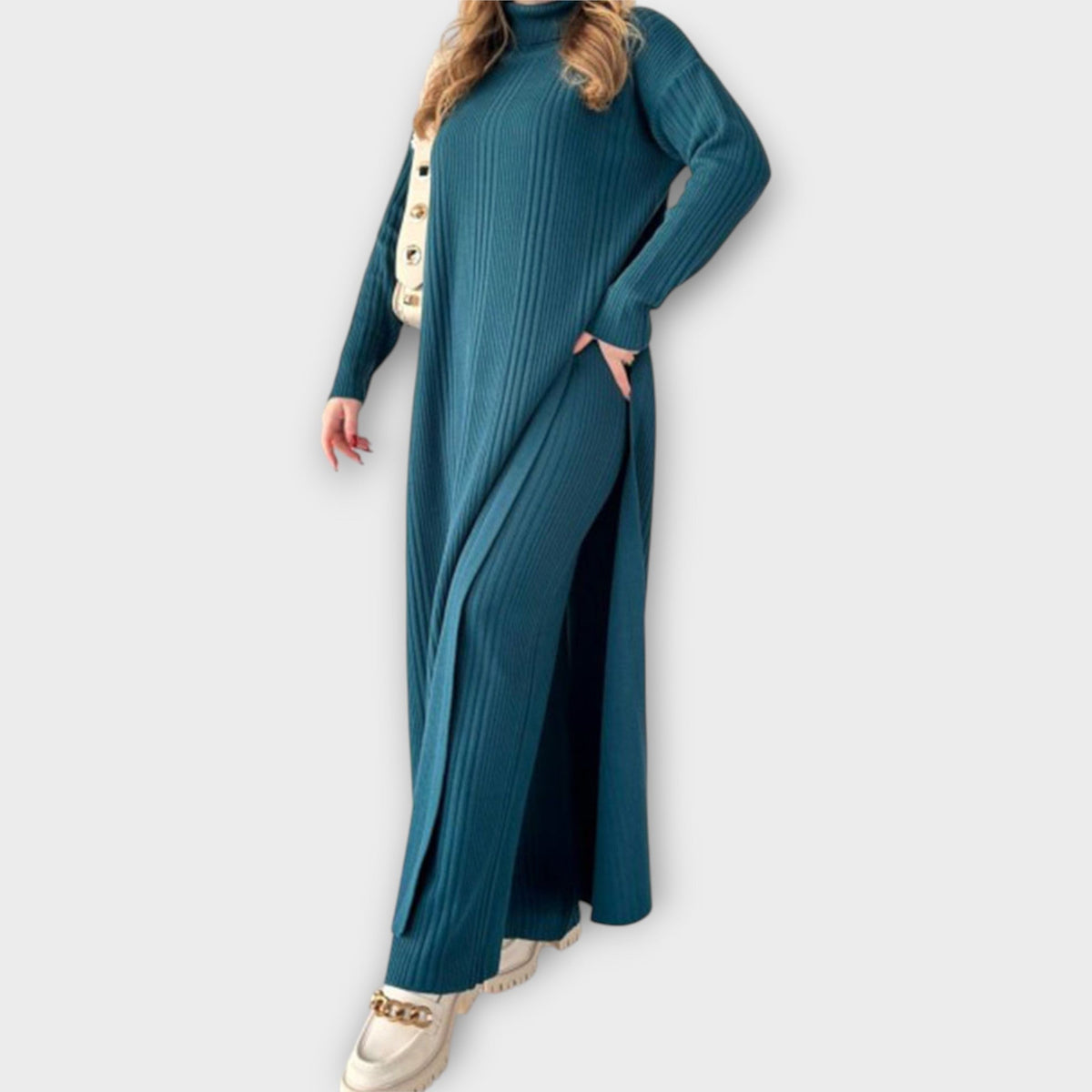 Rochie Maxi Tricotată cu Croială Relaxată