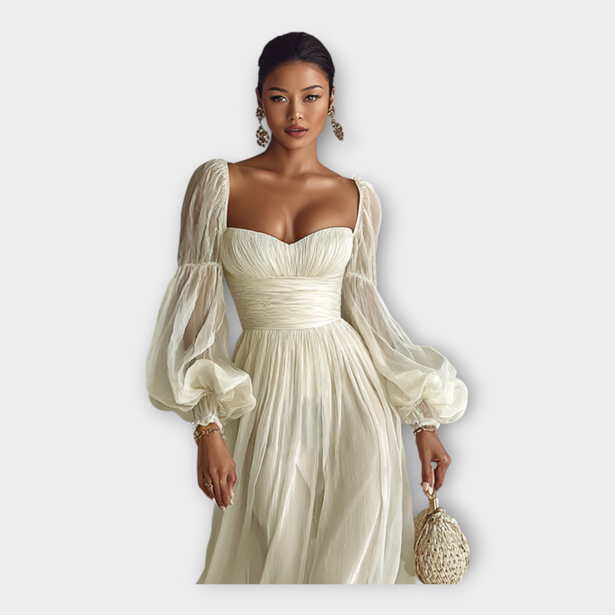 Rochie maxi aerisită cu linie romantică