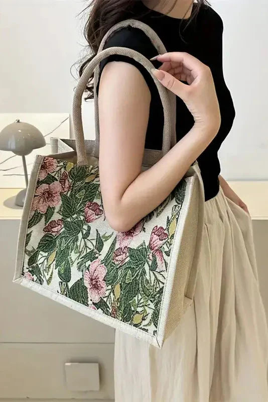 Geanta Taila din Sapun Indian cu Design Floral si Design Ecologic