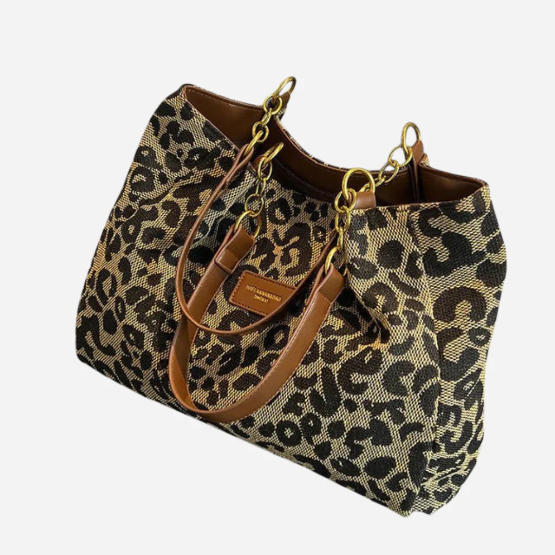 Geantă de cumpărături impresionantă din pânză cu model de leopard